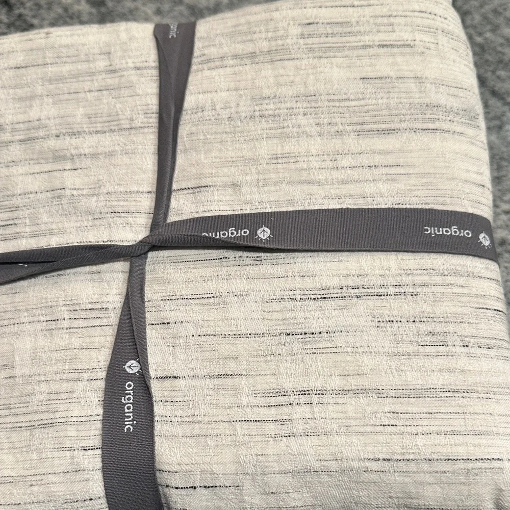 West Elm Organic Striped Duvet Cover in Cream and Gray
